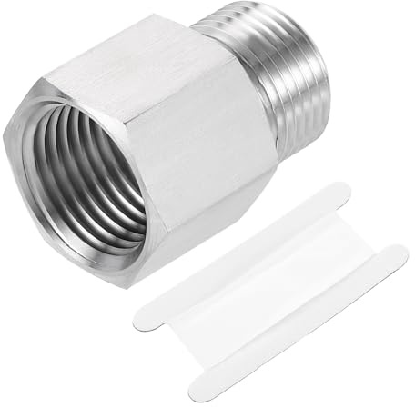 sourcing map Adaptador reductor de montaje de tubería, M20 macho x 1/2 pulgada NPT hembra 304 conectores reductores de acero inoxidable para medidor de presión de agua, aceite, aire, color plateado