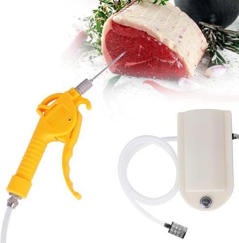 MXBAOHENG 50W Electric Meat Injector with 10 Needles for BBQ | Automatic Pump Meat Syringe 10 Needles with Side Holes Anti-Clog Food Grade Tube & Filter for BBQ Turkey Pork Beef