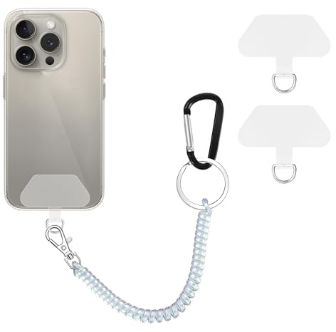 COCASES Phone Lanyard, Universal Theftproof Anti-Lost Elastic Tether Wrist Strap with Patch Compatible with Most Smartphones (White 80cm)
