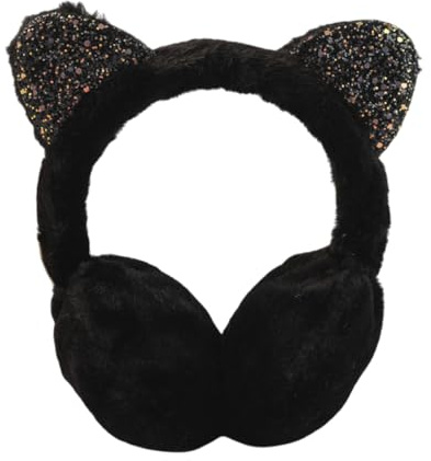 katmerio Cache-Oreilles pour Filles, Réglable Peluche Paillettes Chat Jolis Couvre-Oreille, Cache Oreille Vent Chaud Hiver Fourreau d'Oreille pour Hiver Activités de Plein Air