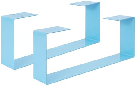 QIERF 2 Stück Tischbeine, Metall Tischuntergestell Tischbeine Outdoor Kohlenstoffstahl, 50-100kg Tragfähigkeit, Ideal für Couchtisch, Nachtschränke und Stühle (Blau, 50 * 20 cm)