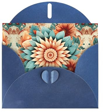 WBQLSL Tarjetas con patrón azul dalia: perfectas para el día de San Valentín y aniversarios, expresando amor y bendiciones