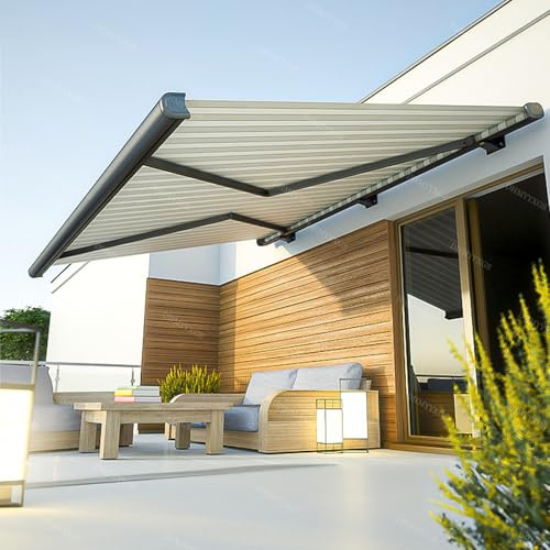 Tenda elettrica da patio motorizzata regolabile parasole in alluminio per terrazze, balconi e giardini, baldacchino esterno resistente alle intemperie soluzione ombreggiante
