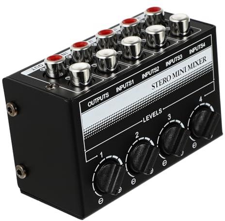 LOLIPPYY Channel Passive Stereo Audio Mixer Controller Mini Low Noise Mixer with Individual Volume Control for Dj Equipment Musical Instruments Bar Stage Use