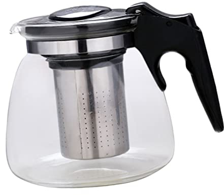 BAZEITFLOW Tetera de Vidrio Resistente al Calor con Filtro de Acero Inoxidable para Infusiones y Jarra Multiuso con Diseño Ergonómico Antideslizante y Vertido sin Goteo para Té y Bebidas