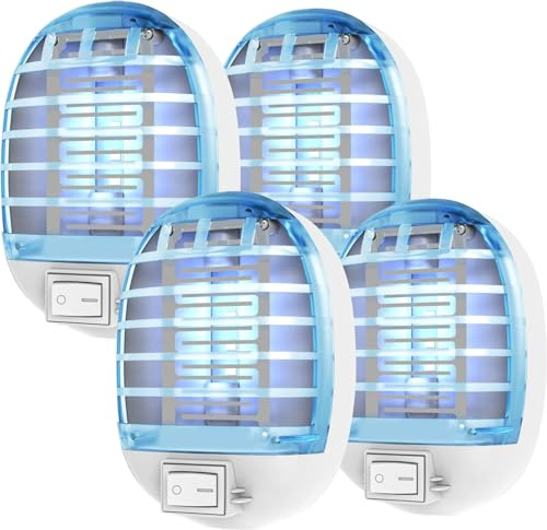 Bug Zapper Indoor, Mini Fly Zapper Trap Catcher Indoors, Electronic Mosquitoes Fruit Fly Killer Mosquito Zapper for Living Room, Home, Kitchen, Bedroom, Baby Room, Office, Bug Light (4 Packs)