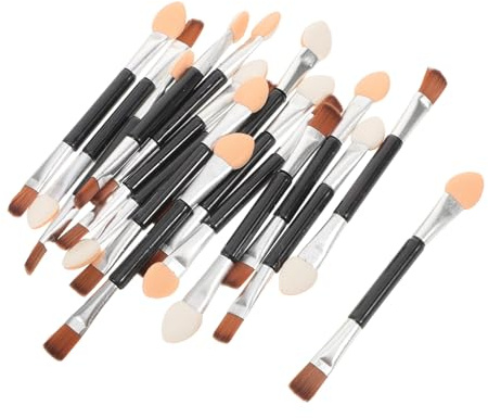 TOYANDONA Brochas de Maquillaje de Doble Punta para Ojos 30 Unidades Pinceles Multifunción con Cerdas Suaves y Mango de Aluminio Plateado Aplicadores Precisos para Sombras y Cejas