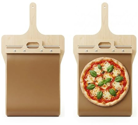 Generico AH Store Pala Barella per Pizza Peel Scorrevole Con Manico in Legno 55x35x0,7 cm – Ultraleggera Antiscivolo per Forno Pizza Domestico, Forno a Legna e Barbecue
