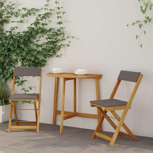 Kaloriko Chaises de bistrot Pliables en Bois d'acacia Massif Gris foncé 2 pcs 40 x 53 x 80 cm Chaise de Jardin extérieur avec Dossier Ergonomique pour terrasse Balcon Patio détente Repas