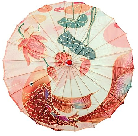 ZPGVWXKO Sombrilla China Oriental, Bambú de Papel Aceitado, Accesorio Hecho a Mano, Traje de Seda, Decoración de Danza, Ideal para Sesiones de Fotos, Los 70CM