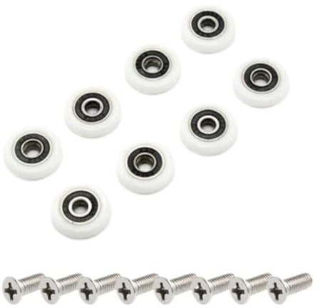 Rouleaux de porte de douche en nylon et en acier inoxydable | Rouleaux de porte de douche 19/23/25 mm, 8 pièces(19mm)
