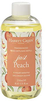 Hassett Green London - Just Peach - Fragrance Oil Reed Diffuser Refill 250ml Flaska för Hemmet, Veganvänlig och Alkoholfri med Naturliga Extrakt och Eteriska Oljor