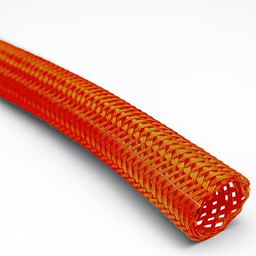Electriduct 1/8 Hook Self Closing Sleeve Braid Wrap Around Sleeving Flame Retardant Flexible Mesh Cord Cover Cable Protector Wire Organizer - 10 Feet - Orange
