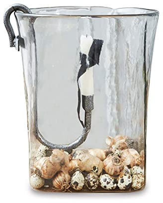 Loberon Windlicht Arcene, faszinierende Glasstruktur, Abnehmbarer Kerzenhalter, vielfältig dekorierbar, für eine Stabkerze, Wohn-Accessoire, Glas, Eisen, klar