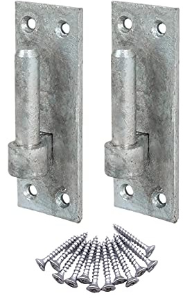 Gate Hinge Pin On Rectangular Plate Bracket 115 x 40mm 12mm Diameter Pin Hot Dip Galvanised - Pack of 2