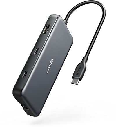 Anker 8 en 1 USB C Hub, PowerExpand Adaptador USB C, Power Delivery 100 W, HDMI 4K 60Hz, USB C de 10 Gbps y 2 puertos USB A, puerto Ethernet, Lector de tarjetas microSD y SD, para MacBook Pro y más
