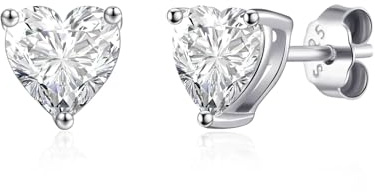 Philip Jones Sterling Silver Heart Stud Earrings Created with Zircondia® Crystals