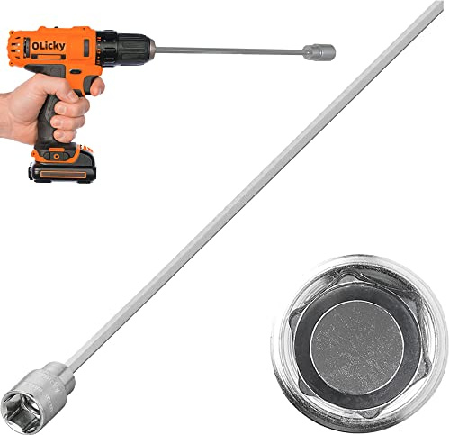 Olicky Wohnwagen Kurbel für Akkuschrauber, Verlängerung Kurbel Mit 19mm Nuss für Kurbelstützen Länge 30cm, Akkuschrauber-Bits für Caravan-Wagenheberständer