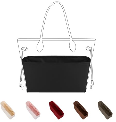 DGAZ Silke handväska arrangör för Neverfull PM/MM/GM, väskorganiserare, väska i väska, väskformare, insats med innerficka (svart, MM)