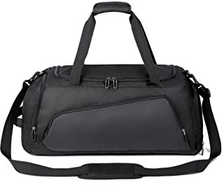 CORIOS Herren Reisetaschen Duffle Bag Oxford Sporttasche Fitnesstasche Groß Weekender Übernachtung Tasche Schwimmtasche Handgepäck mit Schuhfach Trainingstasche Kabinenreisetasche Schwarz