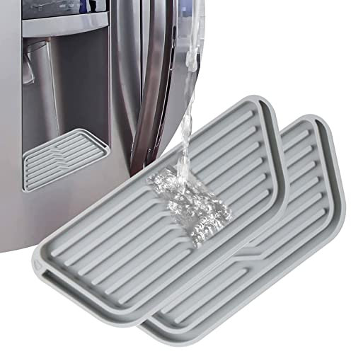 2 Stück Kühlschrank Tropfschale, Abtropfschale für Kühlschränke, Tropfauffangwanne, Schneidbares Kühlschrank Tropfkissen, Kühlschrankzubehör für Wasserspender (Grau, Modell 2)