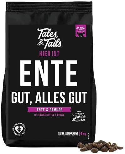 Tales & Tails - Halbfeuchtes Trockenfutter für Hunde | Getreidefrei | Eine Tierische Proteinquelle | Hohe Akzeptanz & Verträglichkeit (4 kg (1er Pack), Ente)