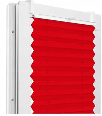 Fenster DEKOR - Plissee Klemmfix ohne Bohren Breite 95 cm x Höhe 130 cm - Fenster Plissees innen Rot - Faltrollo Blickdicht - Faltrollos einfach zu montieren - Blissett Rollo