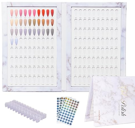 Acycoin2A 160 Nail Color Display Book Chart with 240 Nail Tips UV Gel Polish Color Card Board (A)