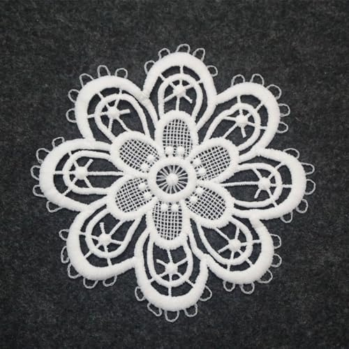12 Stück Spitze Runde Gestickte Tischläufer,Handarbeit Geklöppelt Weiße Spitze Kleine Häkeln Tischläufer Untersetzer Häkeln Spitzendeckchen Tischset für Küche,Esszimmer,Dreamcatcher Dekoration 15cm