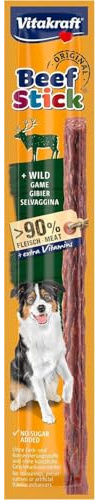 Vitakraft Beef Stick Wild, Hundeleckerli mit Wild, Fleischstick zum Belohnen, extra hoher Fleischanteil, Hundesnack, ohne Zusatz von Zucker (1x 12g) (Packung mit 12)