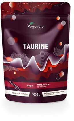 100% Reines Taurin Pulver | 3000 mg | 1kg mit Messlöffel | Vegan & Ohne Zusatzstoffe | Bis zu 3 Jahre Vorrat | Deutsche Produktion von Vegavero