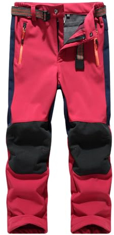 Hpbygstae Pantalones térmicos impermeables para niños y niñas, pantalones de nieve, pantalones de invierno al aire libre, pantalones de senderismo, pantalones de esquí para niños, #26-rojo, 120-130