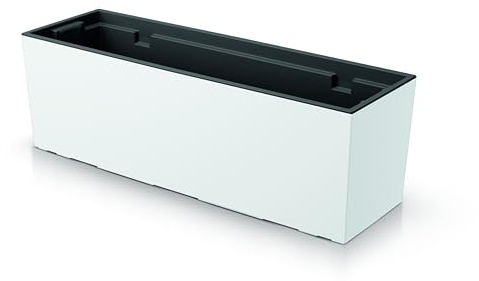 Jardinera 77x23x24 cm | Macetas de plástico, Resistente a la Intemperie y versátil | Jardinera Ideal para balcón e Interior | Maceta de diseño Elegante | Blanco