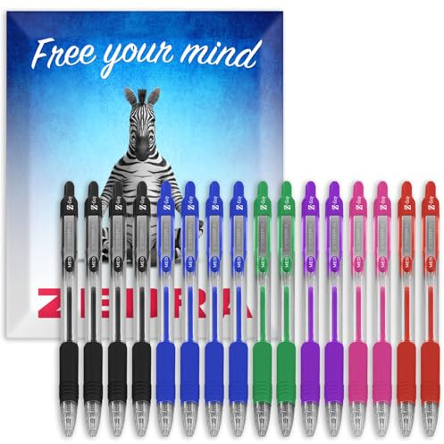 Zebra Pen Z-Grip indragbara kulspetspennor – 1,0 mm spets – paket med 16 – i kartong presentförpackning – skola, skriva, arbete, kontor (blandade)