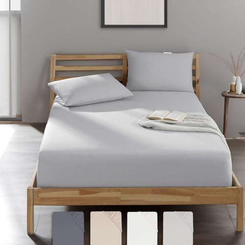 Veluna Home Premium Spannbettlaken 160x200 cm – Hellgrau - 100% Baumwolle Spannbettlaken 150g/m², Oeko-TEX Zertifiziert, Bettlaken Jersey, Spannbetttuch, Matratzenhöhe bis 30 cm
