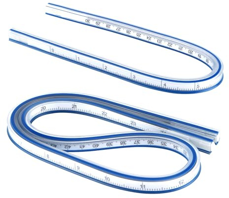 2 Stück Flexibles Kurvenlineal, Kurvenlineal aus flexiblem Kunststoff, Maßwerkzeug für präzises Zeichnen von Malgrafiken und Kleiderdesign （30cm & 60cm）