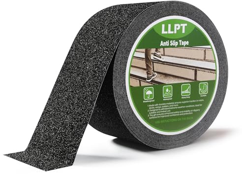 LLPT Grepptejp | slitstark halkfri tejp | för vattentäta trappor utomhus inomhus | halkfria dragband | för trappsteg båtar (ASB311) | svart | 76 mm x 11 m