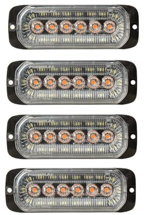 4 Feux de Gabarit Blanc LED 12V-24V avec Mode Flash de Pénétration Orange Feu de Position Avant + Clignotant Stroboscopique Éclairage d'Urgence pour Camion Poids Lourds Utilitaire Véhicule Industriel