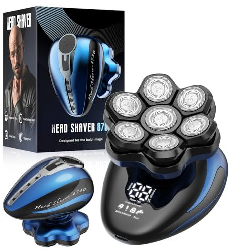 FitSan Kopfrasierer für glatzköpfige Männer: Electric Head Razor for Men- Männer-Nass-/Trockenrasur IPX7 Wasserdicht Shavers-Led Display & Travel Lock