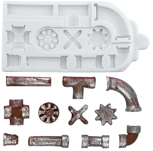 Sijiangmold Rohre Silikon Schokoladenformen Zahnrad Ventil Fondantform Für Steampunk Kuchendekoration Schokolade Cupcake Topper Süßigkeiten Polymer Clay Blütenpaste