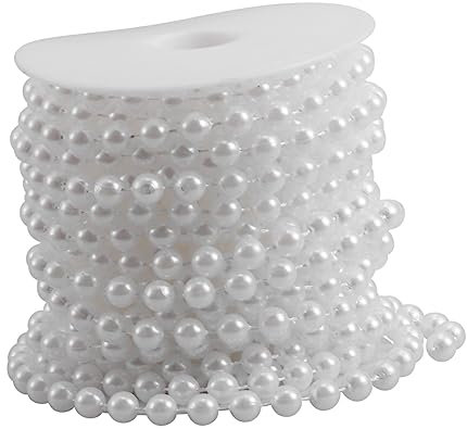 KAILIKETIY 10m Acryl Perlengirlande Weiß 8mm Perlenkette Zum Selbermachen Hochzeit Partydekoration Haarschmuck