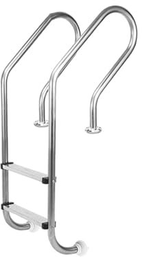 Escalera para Piscina Elevada de Acero Inoxidable 304 – 2 Peldaños Antideslizantes – para Piscinas, Jardín o Muelle – Fácil de Instalar