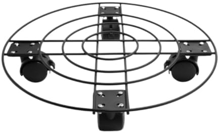 Carrito para plantas al aire libre con ruedas y frenos, soporte de metal resistente para flores, bandeja móvil para balcón, 30 cm, soporte rodante para plantas para una fácil jardinería