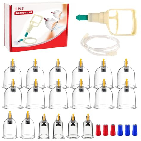 18 Stück Schröpfgläser Mit Vakuumpumpe, Schröpfset, Schröpfgläser Set Cupping Set Schröpfbecher Schröpfen Set Für Muskelentspannung, Durchblutungsförderung, Zur Anwendung Am Ganzen Körper