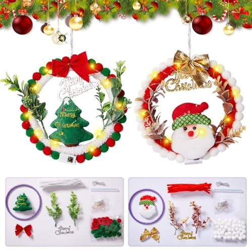 LETTERASHQP Weihnachtskränze Bastelset Basteln Weihnachten Bastelset Weihnachten Kinder Weihnachtsbasteln Kinder mit Weihnachts Accessoires für Dekoration Tür, Wand, Fenster