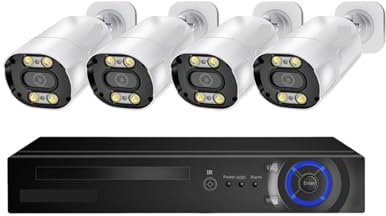 JOXLOVER di telecamere di Sicurezza IP 4K 8MP Poe Kit NVR Face Detection Proiettile in Metallo bidirezionale con Cavo RJ45 Video sorveglianza Stradale per Esterni(None,8CH 4Pcs 4K)