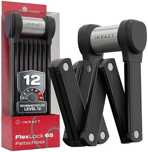 IMPACT® Fahrradschloss 65 cm – Sicheres & leichtes Faltschloss Fahrrad mit Gummibeschichtung, kompaktes Bike Lock für sorgenfreies Abschließen im Alltag & in der Stadt. Geeignet für E-Bike & Citybike.