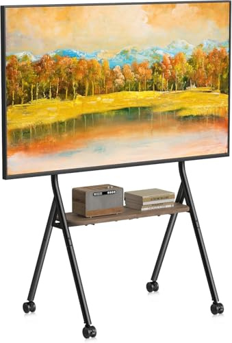 XINLEI Easel Rolling TV Stand for 32-80 Inch TV up to 55kg, Mobile Portable TV Cart with Wheels Minimalist for Home Office Living Room, Max 600x400mm VESA, Black ML5CM