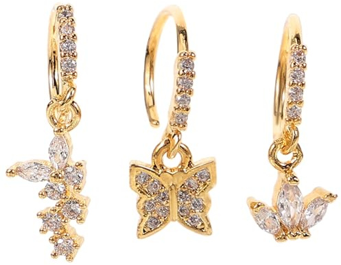 MUCKLILY Lot de 3 Anneaux de Nez en Acier Inoxydable Cristaux Bijoux de Piercing de Nez Pendants Taille 5 7 9 MM Adaptés pour Soirées et Occasions Spéciales