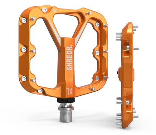 Shredr. Flat 2.0 Pedale für MTB | Superleichte Flatpedals fürs Mountainbike | In 2 Größen und 9 Farben | inkl. schwarzen Reflektoren (orange, XL)